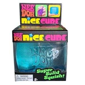 NEW NeeDoh Nice Cube Teal Super Solid Squish Sensory Fidget Toy Stress Ball